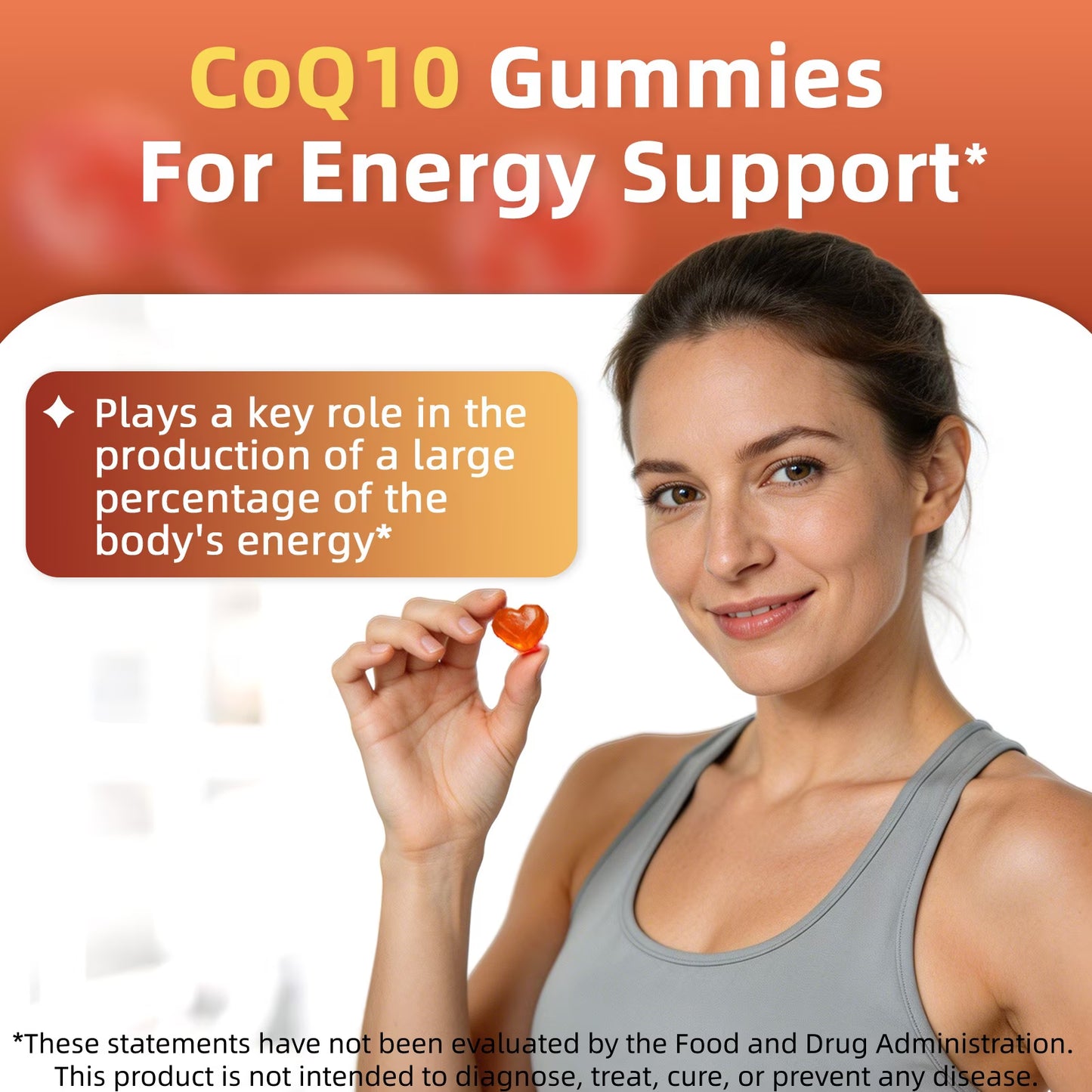 Coenzyme Q10 Gummies 200Mg - High Potency COQ10 Gummies Supplement for Heart Health & Energy Support, Plant-Based, 60 Count (30-Day Supply)
