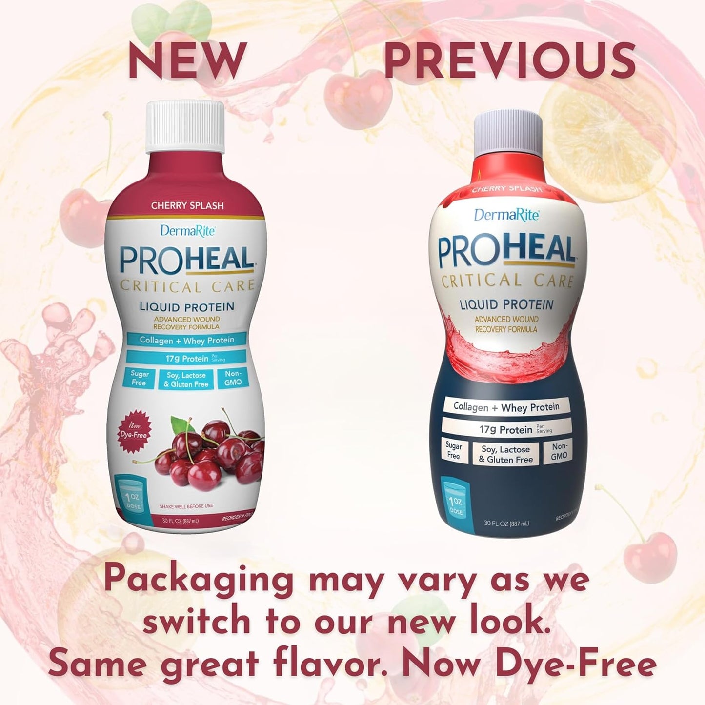 'S Proheal Protein Supplement - Liquid Protein Wound Recovery Formula, 15G of Collagen & Whey Protein - Cherry Splash Flavor, 30 Oz., 1 Count