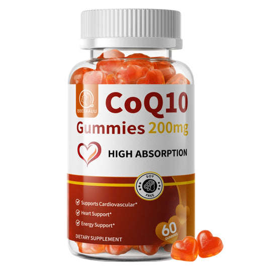 Coenzyme Q10 Gummies 200Mg - High Potency COQ10 Gummies Supplement for Heart Health & Energy Support, Plant-Based, 60 Count (30-Day Supply)
