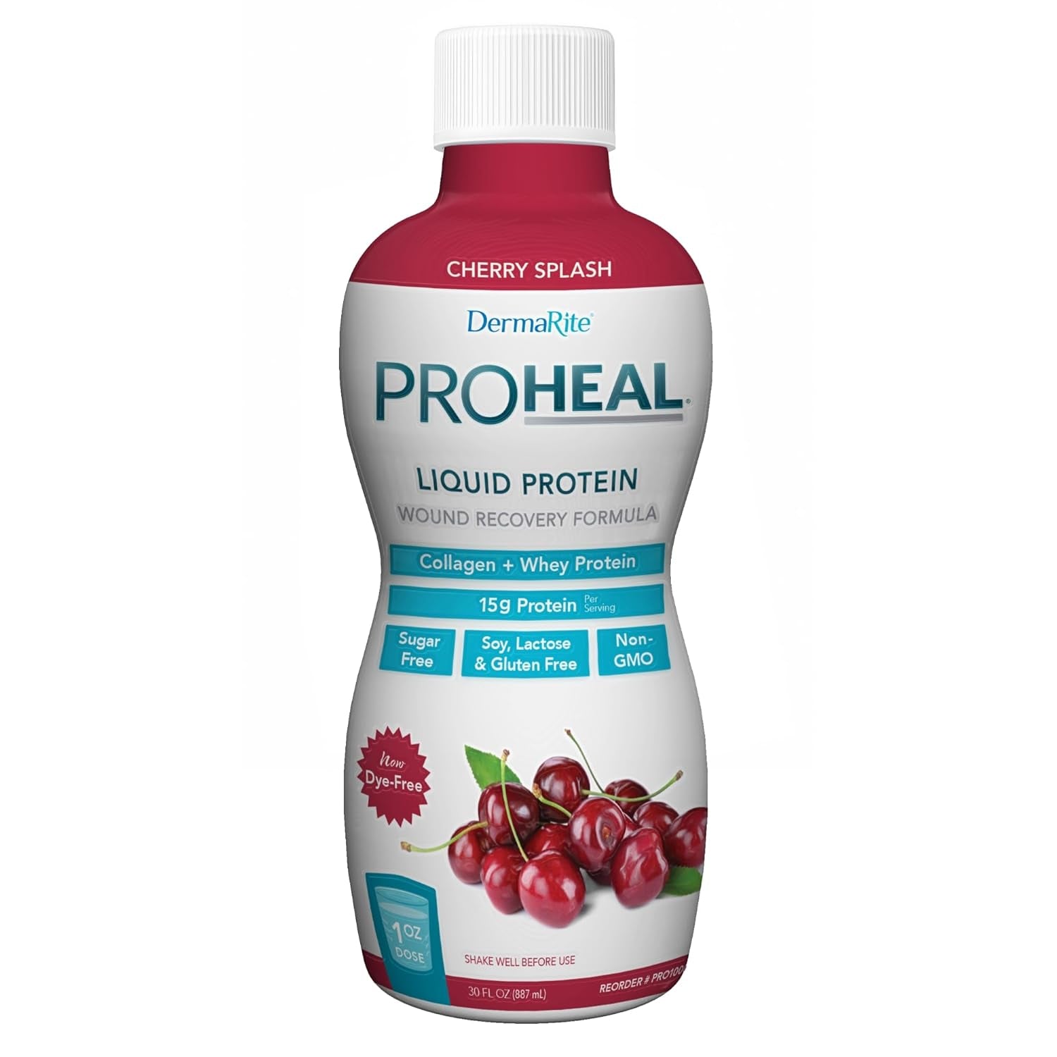 'S Proheal Protein Supplement - Liquid Protein Wound Recovery Formula, 15G of Collagen & Whey Protein - Cherry Splash Flavor, 30 Oz., 1 Count